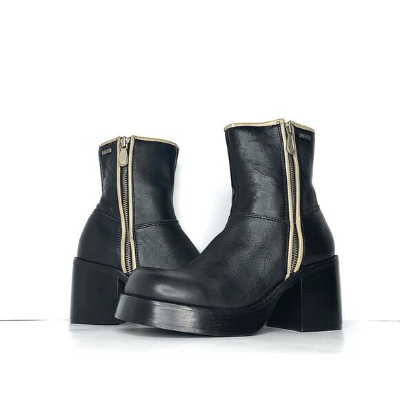 NEW Vintage Frye Villager Double Zipper Leather Platform Ankle Boots 6.5 - Picture 2 of 9